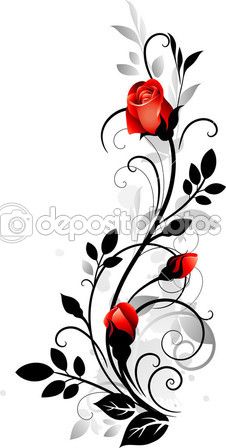 Illustration Rose, Vine Tattoos, Rose Illustration, Flower Art Drawing, Roses Drawing, Pola Sulam, Vector Artwork, Rose Tattoos, Flower Tattoos