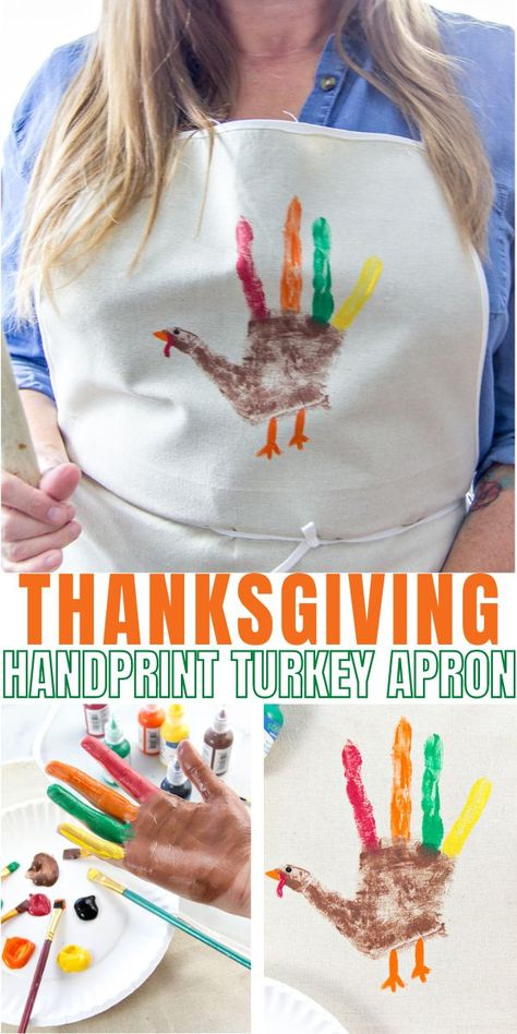 Make a Turkey Handprint Thanksgiving Apron • Kids Activities Blog Kids Apron Diy, Painted Classroom, Gingerbread Christmas Party, Best Puppy Chow Recipe, Bible Buddies, Apron Diy, Apron Craft, Turkey Handprint, Arabic Tattoo Quotes For Women