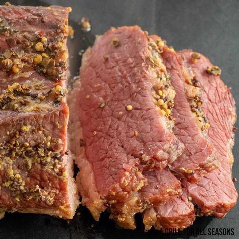 Corned Beef Traeger, Traeger Corned Beef Recipe, Corned Beef On Traeger, Smoked Corn Beef And Cabbage, Smoked Corned Beef Brisket Pellet Grill, Corned Beef Cooked In Beer, Grilled Corned Beef, Baked Corned Beef With Mustard And Brown Sugar, Smoked Corned Beef Brisket