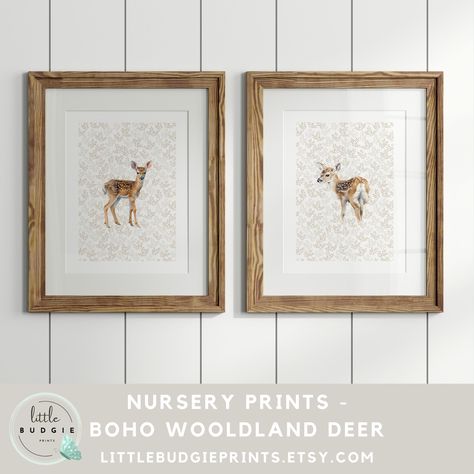 Introducing our baby deer and boho inspired nursery decor prints. Set of 2 in various sizes. Click to see more info and other cute baby room prints our shop! #nurseryinspo #nurserydesign #nurseryideas #nurserydecor #digitaldownloadsonetsy #babyroomdecor #woodlandanimals #woodlanddeer #woodlandtheme #animalsketch #nurseryprints Deer Themed Nursery, Baby Deer Art, Animal Theme Nursery, Deer Nursery Decor, Forest Animals Theme, Vintage Baby Nursery, Baby Room Prints, Forest Animal Nursery, Rustic Nursery Decor