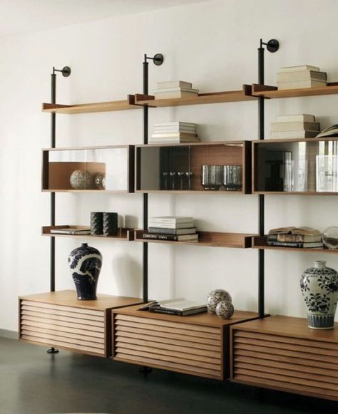 Shelving Design, Regal Design, Furniture Bookshelves, Shelving Systems, Online Interior Design, Shelf Design, Office Interior Design, Home Office Design, Interior Architecture Design