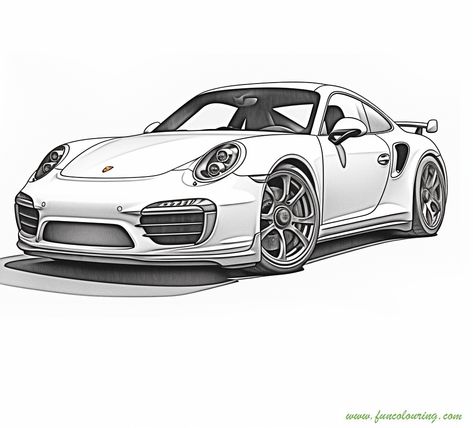 Super Car Drawing, Porsche Drawing Easy, Porshe Drawing Easy, Porsche Logo Drawing, Porche Drawing Car, Porsche Drawing Sketch, Porsche Drawing, Car Drawing Porsche, Porsche Gt3 Rs Sketch