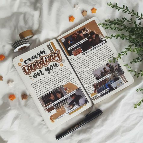 Kdrama Scrapbook Ideas, Kdrama Journal Aesthetic, Crash Landing On You Aesthetic, Drama Journal Ideas, Kdrama Journal Ideas, Crash Landing On You, Kdrama Scrapbook, Kdrama Journal, Drama Journal