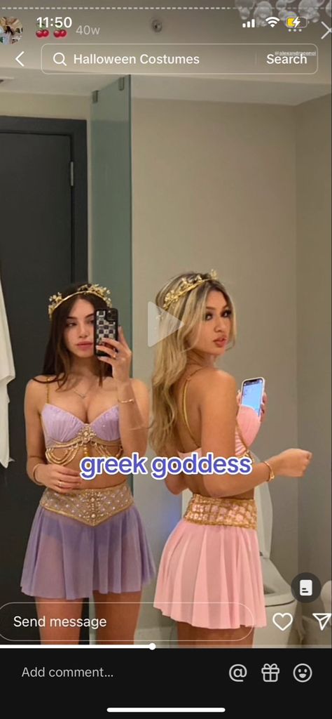 Athena And Aphrodite Costume, Duo Halloween Costumes Greek Goddess, Greek Goddesses Halloween Costumes, Greek Goddess Group Costume, Green Goddess Halloween Costume, Aphrodite And Medusa Costume, Aphrodite And Ares Costume, Cute Solo Costumes, Godesses Halloween Costume