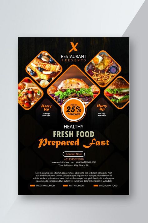 Restaurant Offers Posters, Food Event Poster, Poster Food Design, Restaurant Poster Design, Menu Poster Design, Restaurant Posters, Food Design Ideas, Restaurant Brochures, Food Layout