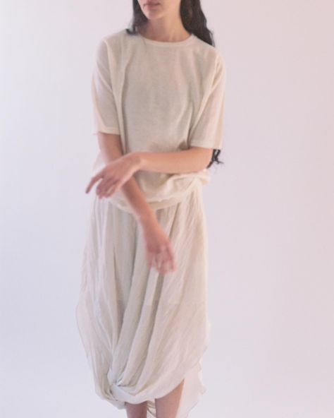 Breezy, gauzy, beachy. @laurenmanoogian Twist Skirt, Modern Knitwear, Twisted Skirt, Full Length Skirt, Lauren Manoogian, Reworked Vintage, Full Length Skirts, Curated Vintage, Organic Shapes