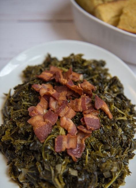 Southern Style Mustard Greens - Tastes Just Like A Memory Collard Greens Recipe With Bacon, Frozen Collard Greens, Quick Collard Greens Recipe, Mustard Greens Recipe Southern, Collard Greens Recipes, Greens Recipe Soul Food, Greens Recipes, Recipe With Bacon, Southern Greens