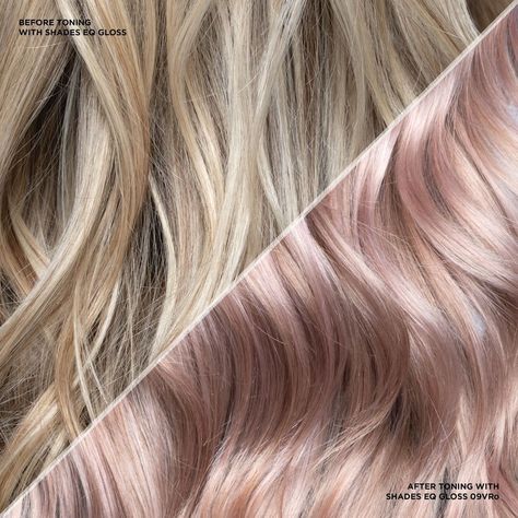 Redken on Instagram: “Mood: pure euphoria from our 🆕 Violet Rose shades 🌹⁣ ⁣ The Shades EQ Gloss Violet Rose (VRo) shades are calibrated by level to account for…” Shades Formulas, Hair Toning, Redken Formulas, Redken Color Gels, Toner For Blonde Hair, Champagne Hair, Redken Hair Color, Color Formulas, Redken Hair Products