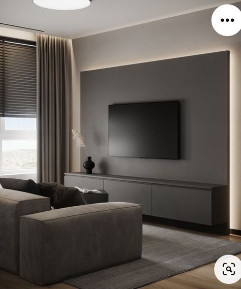 Grey Tv Unit Living Room, Tv Wall Small Living Room, Casual Living Room Design, Living Room With Tv, Dnevna Soba, Panel Tv, Feature Wall Living Room, Latest Living Room Designs, Grey Interior