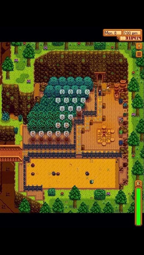 Stardew Valley Quarry Ideas, Quarry Stardew Valley Layout, Stardew Quarry Layout, Stardew Valley Quarry Design, Quarry Stardew Valley, Stardew Valley Quarry Layout, Stardew Valley Quarry Tree Farm, Stardew Valley Quarry, Sdv Layout Standard Farm