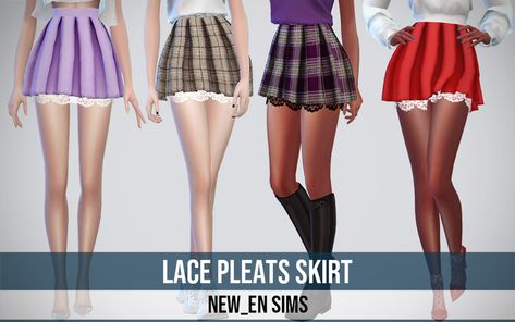 Checkered Clothes, Frill Neck Blouse, Poofy Skirt, Frill Shirt, Pleats Skirt, Corset Skirt, Vegas Style, Sims 4 Update, Sims 4 Clothing