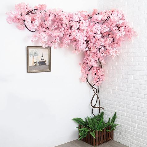 Pink Cherry Blossom Trees, Big Artificial Flowers for Wedding, Silk Flowers with Branches, Fake Plants for Gardens - Floor-to-Ceiling Decoration Background Walls - Cherry Tree Artificial Flowers For Wedding, Artificial Cherry Blossom Tree, Pink Cherry Blossom Tree, Cherry Blossom Trees, Flowers For Wedding, Decoration Background, Garden Floor, Pink Cherry Blossom, Cherry Blossom Branch