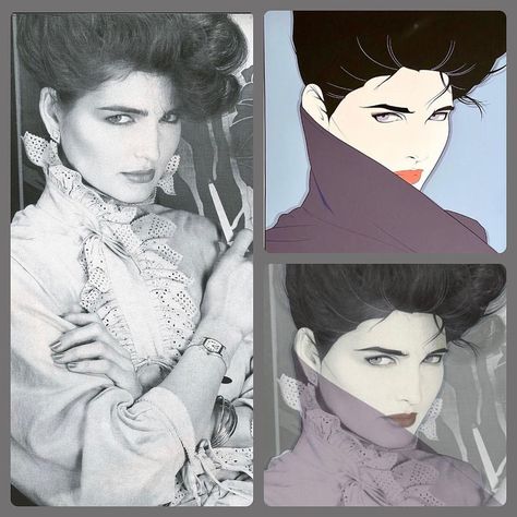 Model reference discovered. Vogue Paris April 1982. Patrick Nagel iconic art piece. Eva Voorhees. Found by: @nagel_angel via… | Instagram 70s Trivia, Celebration Illustration, Nagel Art, Paris April, Paper Portrait, Love Celebration, Patrick Nagel, Sweet Drawings, Third Anniversary