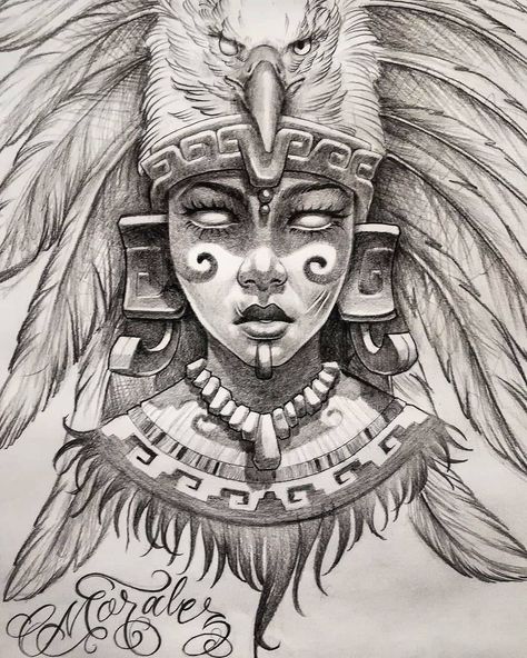 Oaxaca Art, Chicana Art, Prison Drawings, Aztec Tattoos Sleeve, Aztec Drawing, Aztec Artwork, Mayan Tattoos, Aztec Tattoos, Mexican Art Tattoos