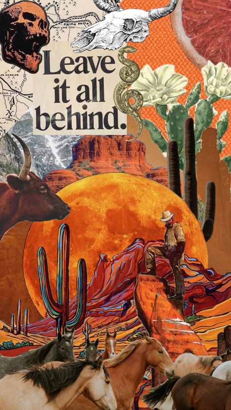 Desert Western Aesthetic, Western Mood Board, Desert Collage, Arizona Aesthetic, Desert Aesthetic, Western Wallpaper Iphone, Into The West, Western Artist, Surreal Collage