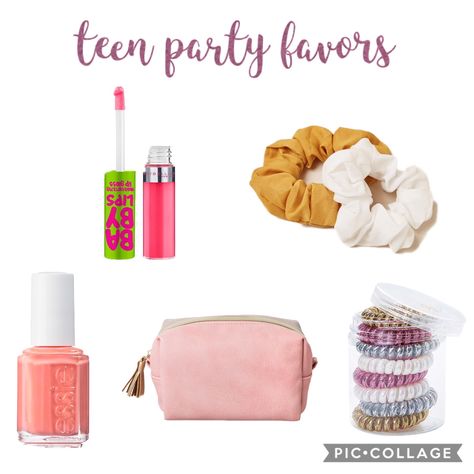 teen birthday ideas, 13th birthday ideas, teen girl birthday party favors Teenage Party Favors, Party Bags For Teens, Thirteenth Birthday Theme Ideas, Teen Goodie Bag Ideas, Party Bag Ideas For Teens, Cute Party Favors For Teens, Thirteen Birthday Party Ideas Sleepover, Teenage Goodie Bag Ideas, Party Favor Ideas For Teens