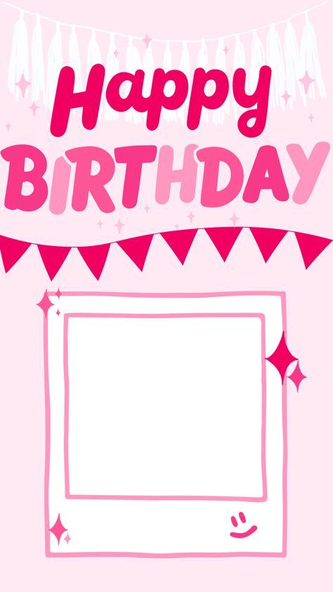 Pink Birthday Instagram Story, Pink Story Template, Happy Birthday Template Pink, Cute Birthday Template, Pink Birthday Template, Birthday Instagram Story Ideas Template, Story Template Birthday, Instagram Birthday Story Template, Pink Instagram Story Template