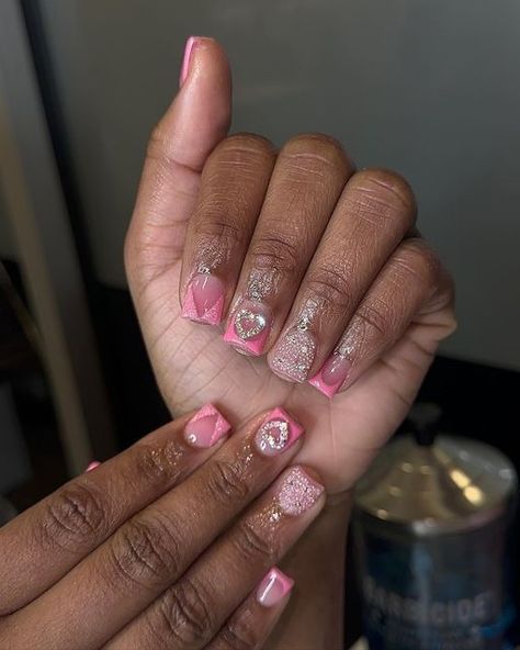 Short Zodiac Nails, Nail Designs For Natural Short Nails, Nail Overlay Designs, Real Short Acrylic Nails, Cute Overlay Nails, Overlay Nails Designs, Short Overlay Nails, Pink Short Nail Designs, Nail Inspiration Short