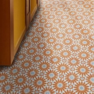 Merola Tile Hudson Penny Round Marine 11-7/8 x 12-5/8 Porcelain Mosaic Tile - Bed Bath & Beyond - 4564743 Orange Tiles, Moroccan Mosaic, Moroccan Tiles, Black Tiles, Moroccan Tile, Tile Installation, White Tiles, Cement Tile, Wall And Floor Tiles