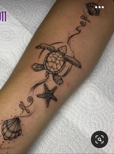 Beachy Tattoos, Leg Sleeve Tattoos, Basic Tattoos, Leg Tattoo Ideas, Turtle Tattoo Designs, Magic Runes, Clever Tattoos, Tattoo Signs, Forearm Tattoo Women