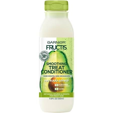 Fructis Treats Smoothing Conditioner for frizzy hair - Garnier Conditioner For Frizzy Hair, Avocado Hair, Garnier Fructis, Tartaric Acid, Frizz Control, Frizzy Hair, Color Treated Hair, Treated Hair, Curly Girl