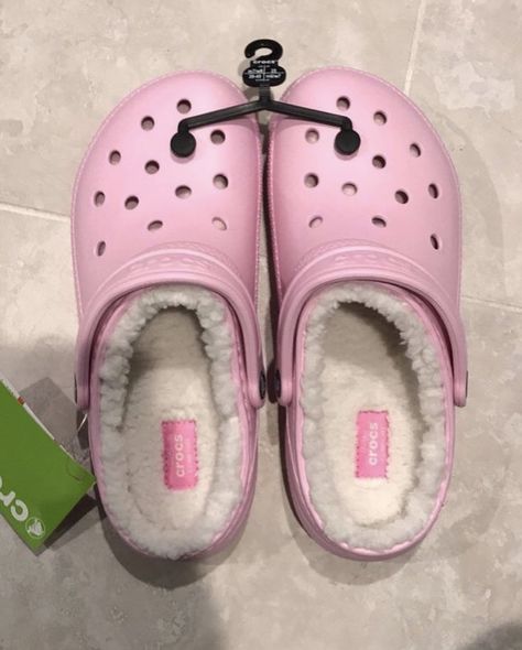 Pink Crocs With Fur, Fur Crocs, Crocs With Fur, Fuzzy Crocs, The Life I Want, Comfy Slides, Crocs Pink, Crocs Fashion, Pink Crocs