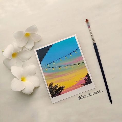 Cute little sunset Polaroids 🌻✨ . . . #sunsetpainting #polaroidpainting #aesthetic #aestheticpainting #artinspiration #easypainting . . (Sunset painting Polaroid, painting, acrylic, gouache, aesthetic painting, art, artist) Polaroid Picture Painting, Cute Polaroid Paintings, Polaroid Pictures Painting, Mini Polaroid Painting Aesthetic, Mini Polaroid Painting, Small Polaroid Paintings, Acrylic Painting Polaroid, Gouache Aesthetic, Mini Sunset Painting