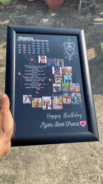 Gold Photo Frame Gallery, Frame Ideas For Best Friends, Customized Photo Frame, Birthday Frame Ideas, Birthday Gift Ideas For Best Friend, Gifts For Bff Birthday, Photo Card Frame, Family Photos Wall, Photos Wall Decor