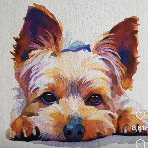 Abstract Yorkie Painting, Yorkie Terrier Painting, Watercolor Yorkie, Yorkie Painting, Yorkie Art, Learn Oil Painting, Dog Portraits Art, Puppy Drawing, Arte Grunge