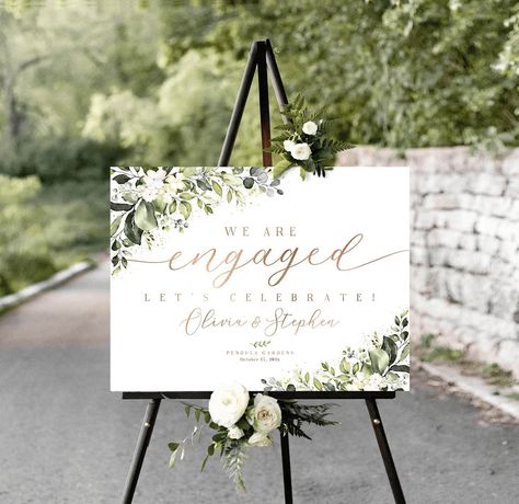 Engagement Party Signs, Banners & Backdrops Welcome Sign Engagement, Engagement Welcome Sign, Engagement Party Sign, Cardboard Photo Frame, Decorations Engagement, Foam Board Printing, We Are Engaged, Engagement Decor, Engagement Signs