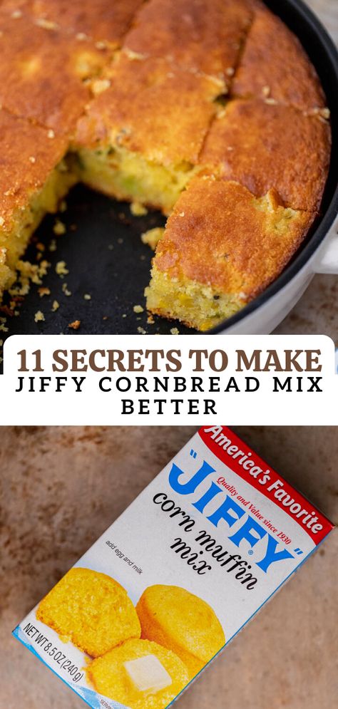 Making Boxed Cornbread Better, Sweet Cornbread Recipe Jiffy With Corn, Cornbread Box Recipe, Box Cornbread Recipes, Best Box Cornbread Recipe, Best Cornbread Recipe Moist Jiffy, How To Make Cornbread Mix Better, Moist Box Cornbread Recipe, Good Cornbread Recipe