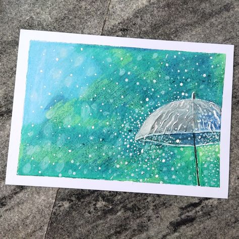 Rainy Scenery Drawing, Rainy Season Drawing Easy, Rainy Season Painting Easy, Rainy Season Drawing Scenery, Rainy Day Drawing Oil Pastels, Drawing Rain, Drawing Scenery, Creative Box, Oil Pastel Drawings