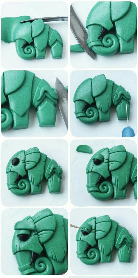 Elefante de arcilla polimerica Crea Fimo, Hantverk Diy, Polymer Clay Animals, Polymer Crafts, Clay Animals, Clay Figures, Fimo Clay, Clay Design, Sculpting Clay