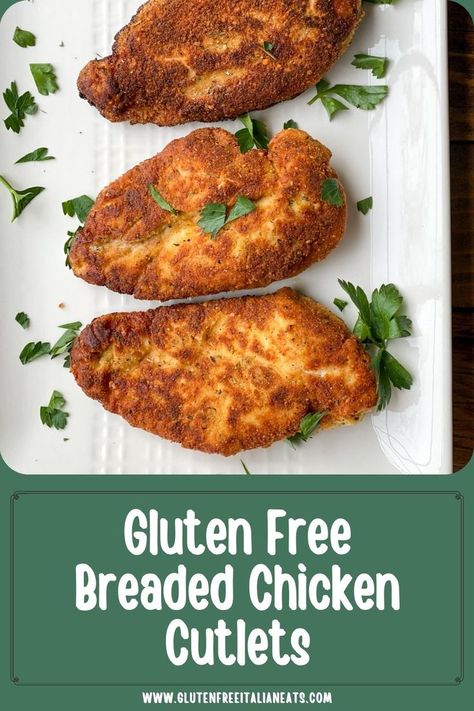 overhead picture of breaded chicken breasts Gluten Free Breading For Chicken, Gluten Free Chicken Fried Chicken, Gluten Free Pan Fried Chicken, Gluten Free Chicken Cutlets, Gluten Free Oven Fried Chicken, Gluten Free Breaded Chicken, Df Meals, Over Fried Chicken, Gluten Free Fried Chicken