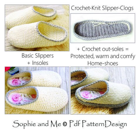 Ravelry: Slipper-Clogs by Sophie and Me-Ingunn Santini Crochet Clogs, Crochet Sole, Knit Slippers Free Pattern, Fun Slippers, Garter Stitch Knitting, Ravelry Crochet, Diy Slippers, Crochet Shoes Pattern, Crochet Slipper Pattern