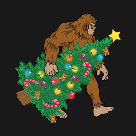 Check out this awesome 'Sasquatch+Stealing+A+Christmas+Tree+Bigfoot+Christmas' design on @TeePublic! Bigfoot Ornament, Bigfoot Christmas, Bigfoot Pictures, Christmas Door Decoration, Christmas Santa Hat, Christmas Memes, Boys Gift, Christmas T Shirt Design, Christmas Rock