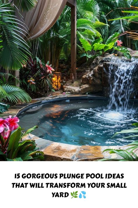 Dreaming of a backyard oasis? Discover 15 stunning plunge pool ideas designed for small yards! These space-saving pools add a touch of luxury and relaxation to any outdoor space. From modern minimalist designs to lush tropical escapes, find the perfect inspiration to elevate your home. 🌞✨ #PlungePools #SmallYardDesign #BackyardGoals Spa Pools For Small Yards, Small Plunge Pool Ideas, Spools Pool Small Yards, Plunge Pools For Small Yards, Spool Pool, Small Yard Design, Plunge Pool Ideas, Pool Ideas For Small Yards, Small Backyard Pool Ideas