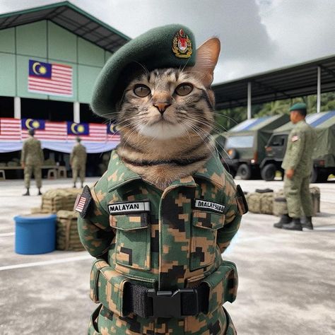 Army Profile Picture, Swaggy Animals, Cat Soldier, Army Cats, Silly Cars, Cat Profile, Lavender Bouquet, Silly Cats Pictures, Cat People