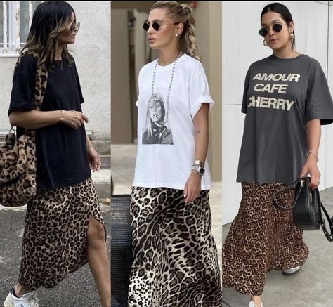 Leopard Skirt Outfit, Printed Skirt Outfit, Leopard Print Outfits, Looks Jeans, Fall White, Mum Fashion, Leopard Print Skirt, Animal Print Skirt, What To Wear Today