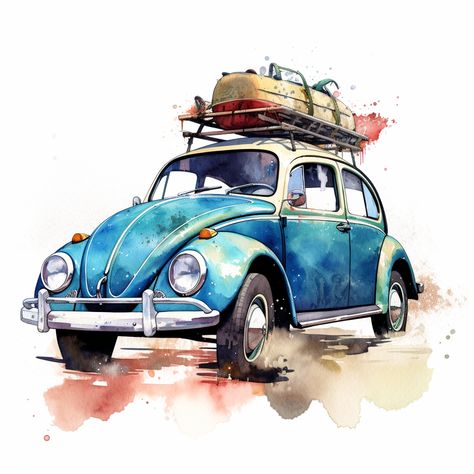 Car Watercolor Painting, Cyberpunk Drawing, Pretty Scrapbook, Vw Art, Perspective Drawing Lessons, Watercolor Birthday Cards, Architecture Design Drawing, Car Design Sketch, Pop Art Wallpaper