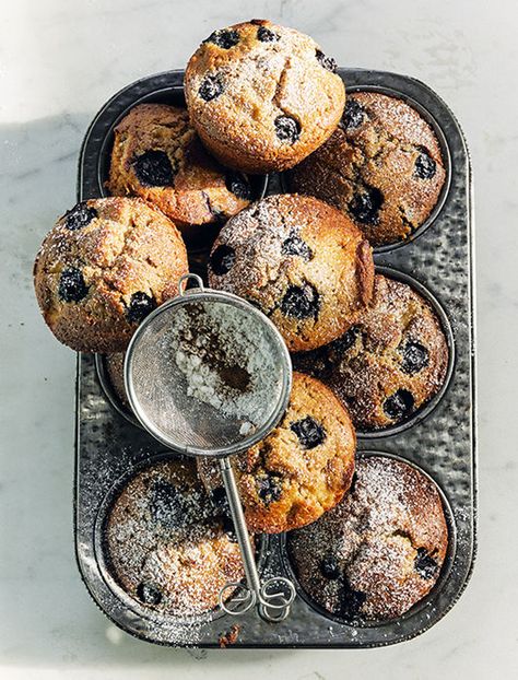 Blueberry & Apple Muffins | sheerluxe.com Blueberry Apple Muffins, Healthier Baking, Desserts With Biscuits, Apple Muffins, Buckwheat Flour, Better Body, Blueberry Muffin, Muffin Tray, Editorial Magazine