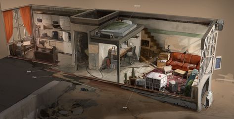 ArtStation - Post-apocalyptic room design, Samuel Sandelin Apocalyptic Bedroom, Apocalyptic Room, Fallout 4 Settlement, Fallout 4 Settlement Ideas, Post Apocalyptic Art, Apocalypse Aesthetic, Dark Vibes, Ark Survival Evolved, Chandler Riggs