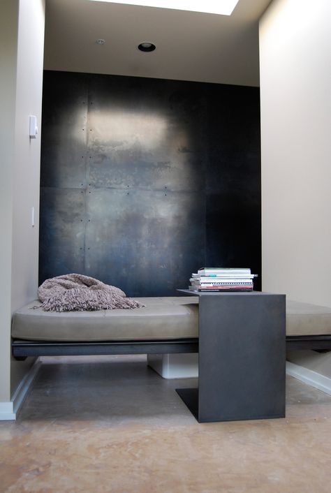 Metal Wall - Hot Rolled Steel Blackened Steel Fireplace, Metal Countertops, Steel Fireplace, Hot Rolled Steel, Lobby Seating, Steel Cladding, Metal Wall Panel, Blackened Steel, Luxe Interiors