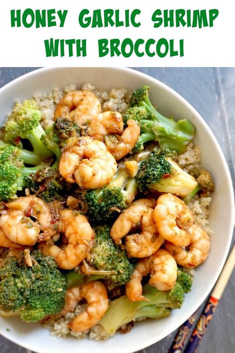 Honey Garlic Shrimp with Broccoli, a super healthy stir fry that is packed with fantastic flavours. Quick and easy to make, perfect for a midweek dinner for two. Low calorie dinner that is tasty and perfect for a romantic dinner for two. #shrimprecipes , #dinnerfortwo , #healthyrecipes , #dinnerdate Low Calorie Prawn Recipes, Low Calorie Shrimp Meals, Low Calorie Chinese Recipes, Healthy Dinner With Shrimp, Low Calorie Dinner For Two, Honey Garlic Shrimp And Broccoli, Garlic Shrimp And Broccoli, Oven Shrimp, Shrimp With Broccoli