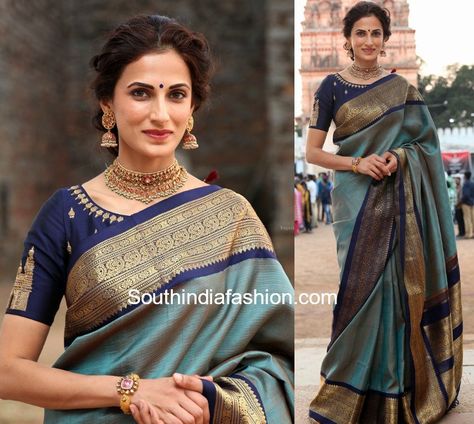 shilpa reddy pattu saree gudi sambaralu 2018 photo Blue Pattu Saree, Shilpa Reddy, Witches Garden, Saree Draping, South Indian Sarees, Bridal Mehendi Designs, Sari Blouse Designs, Indian Saree Blouses Designs, Blouse Designs Silk