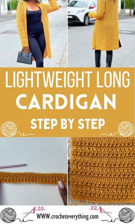 Crochet Lightweight Long Cardigan Crochet Long Sweater Pattern Free, Crochet Lightweight Cardigan, Long Cardigan Crochet Pattern Free, Long Crochet Cardigan Pattern Free, Crochet Duster Pattern, Crochet Long Cardigan Pattern Free, Beginner Crochet Cardigan, Long Cardigan Crochet, How To Wear A Long Cardigan