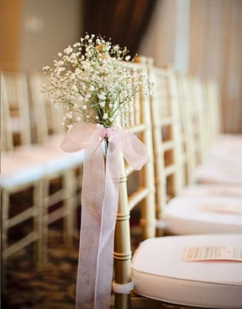 I like how this is pinned to the chair but I think I'd want something fuller. Ceremony Decorations Indoor, Wedding Ceremony Decorations Indoor, Wedding Aisles, Gold Chiavari Chairs, Wedding Isles, Aisle Decorations, Wedding Aisle Decorations, Chair Decor, Indoor Ceremony