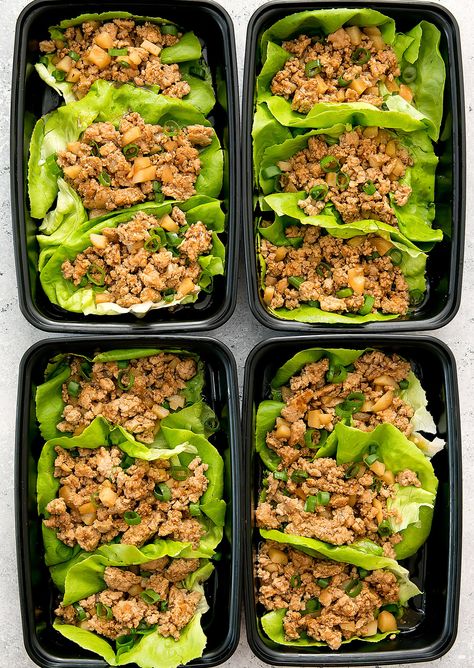 chicken-lettuce-wraps-meal-prep-16 Healthy Lunches Make Ahead, Meal Prep Wraps, Meal Prep For The Week Healthy, Best Way To Meal Prep, Lunch Meal Prep For The Week, Food Prep For The Week, Salat Wraps, Clean Meal Prep, Weekly Meal Prep