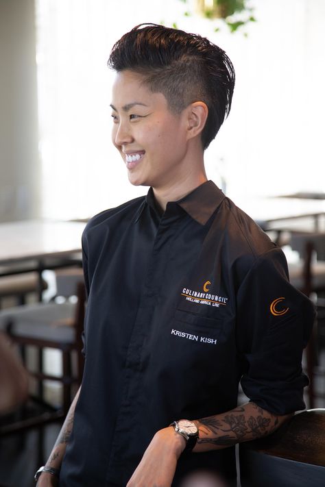 Kristen Kish, Spiderman Outfit, Holland America Line, Novel Characters, Anthony Bourdain, Holland America, Football Photos, Tomboy Outfits, Celebrity Chefs