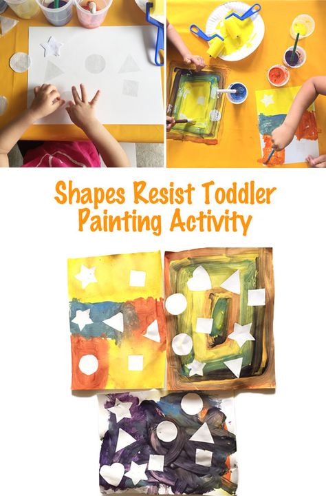 This is a wonderful activity to help your toddler or preschooler learn their shapes. It involves sensory and tactile aspects and allows the child to learn in a hands on way. via @funwithmama Toddler Painting Activities, Painting For Toddlers, Painting Shapes, Math Activities For Toddlers, Shapes Painting, Fun Activites, Shapes For Toddlers, Shapes Lessons, Toddler Math